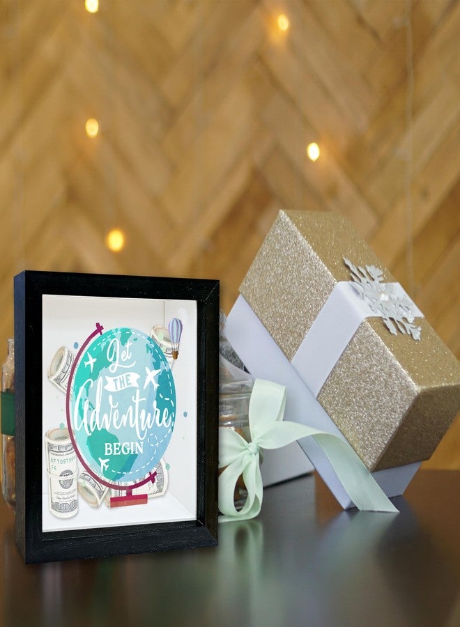 Mueddur Adventure Fund Shadow Box Frame, Honeymoon Fund Box with Slot, Let The Adventure Begin Theme Travel Memory Box, Adventure Archive Box Wedding Gifts for Newlyweds, Decorative Wooden Money Savings -01 - Image 5